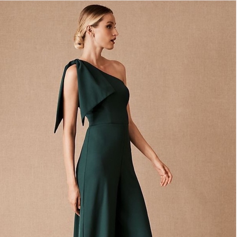 BHLDN One-Shoulder Emerald Green Jumpsuit
